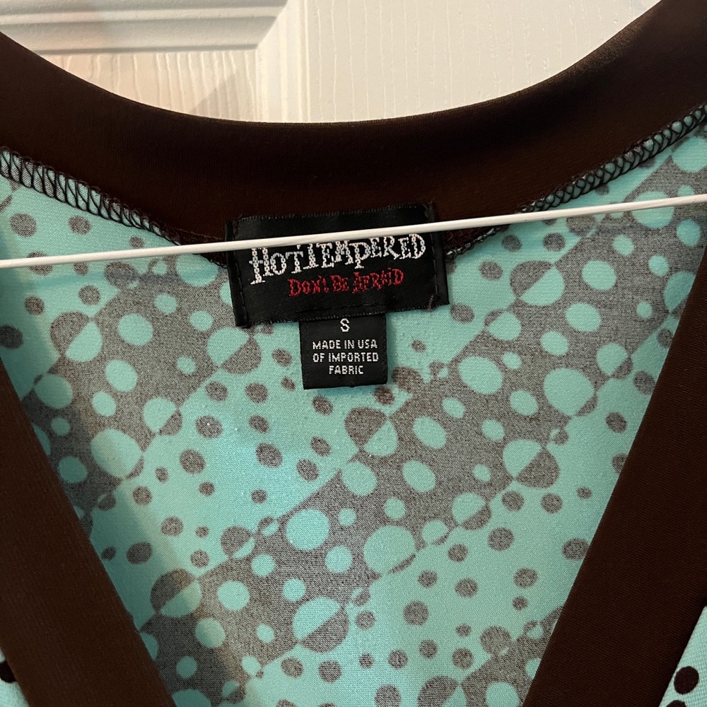Small teal and brown top. - Picture 2 of 2